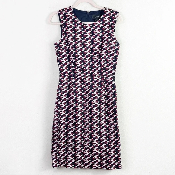 NWT J. Crew Geometric pattern Sheath Dress sleeveless round neck size 4 - Picture 15 of 16